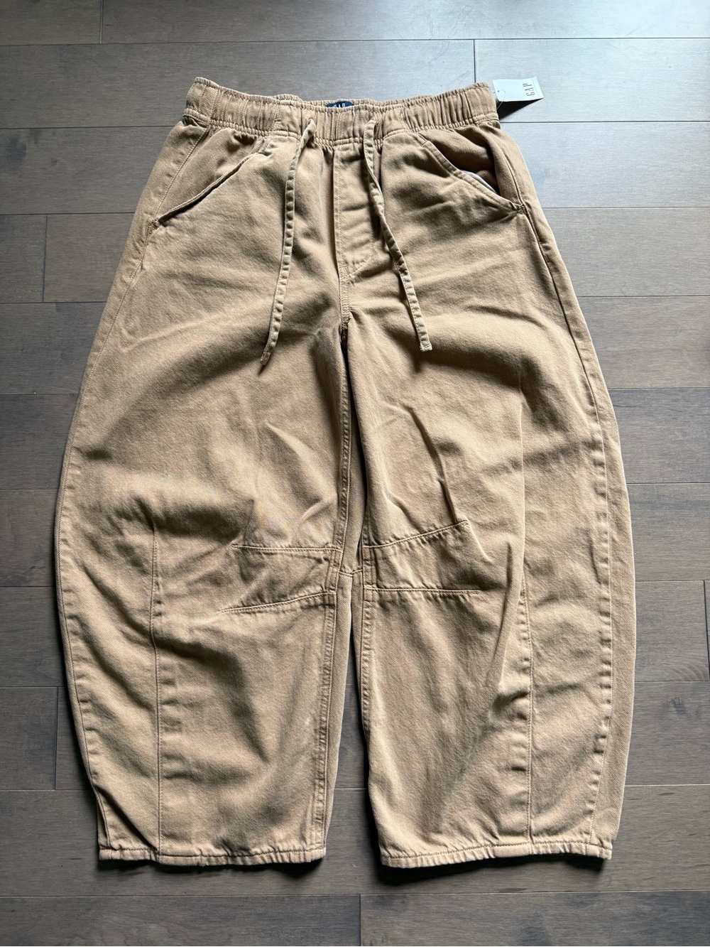 New GAP Mid Rise UltraSoft Horseshoe Jeans Khaki Pull-On Barrel